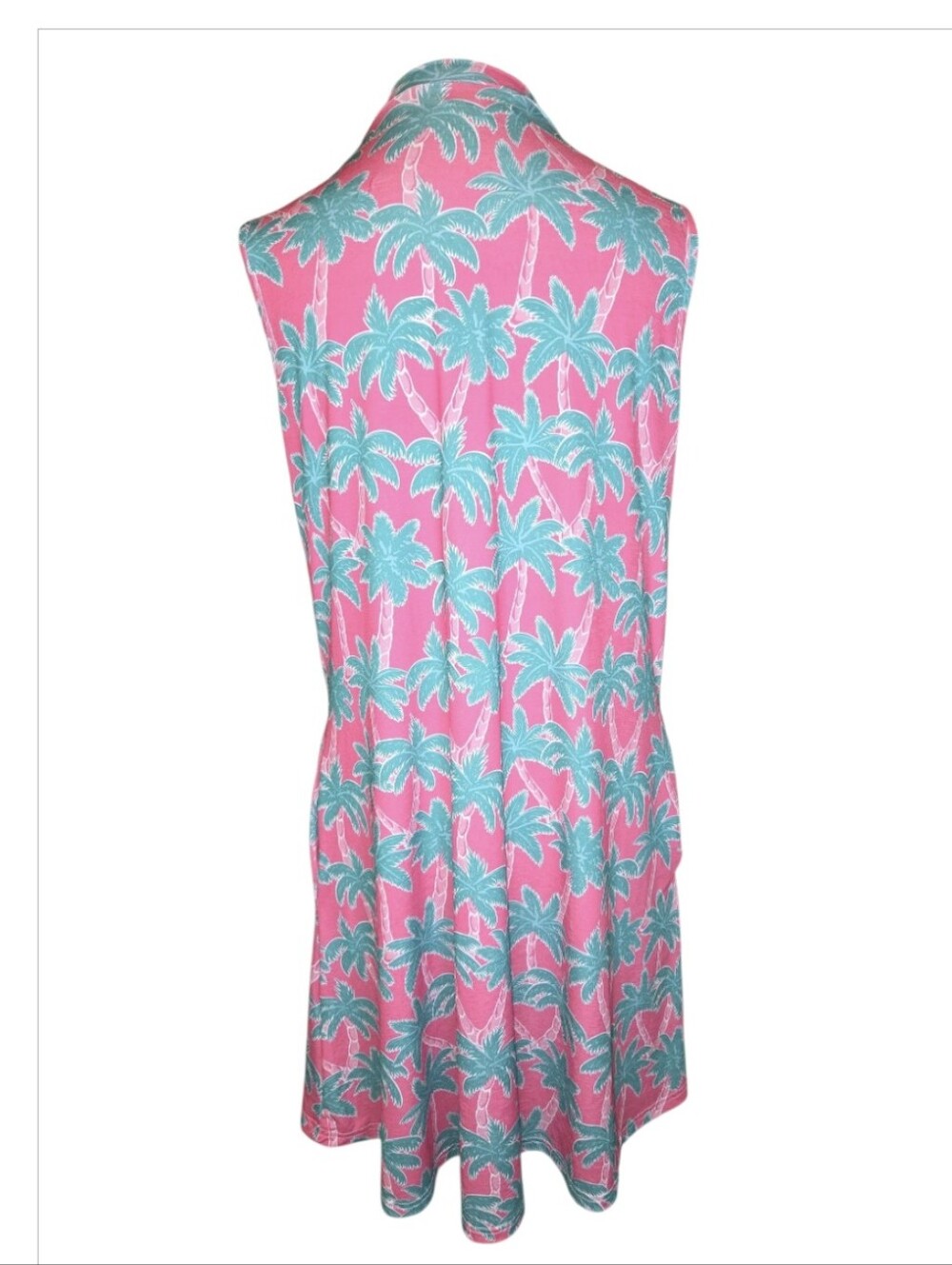 Simply Southern Pink Palm Print Knit Swing Dress Size Large - Picture 2 of 8